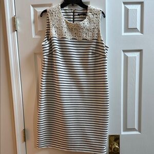 Tommy Hilfiger Black and White Striped Dress with Lace